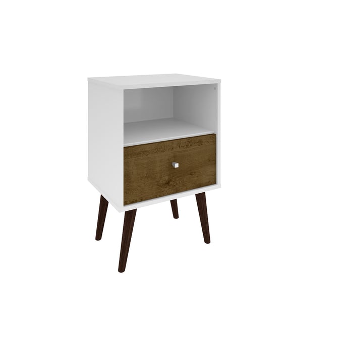 Manhattan Comfort Liberty White Rustic Brown Night Stand 1.0 MHC-203AMC69