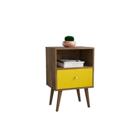 Manhattan Comfort Liberty Rustic Brown Yellow Night Stand 1.0