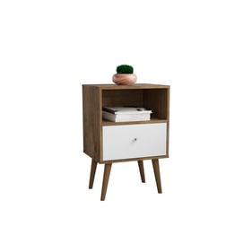 Manhattan Comfort Liberty Rustic Brown White Night Stand 1.0