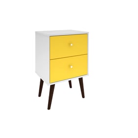 Manhattan Comfort Liberty White Yellow Night Stand 2.0