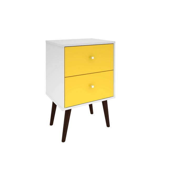 Manhattan Comfort Liberty White Yellow Night Stand 2.0 MHC-204AMC63