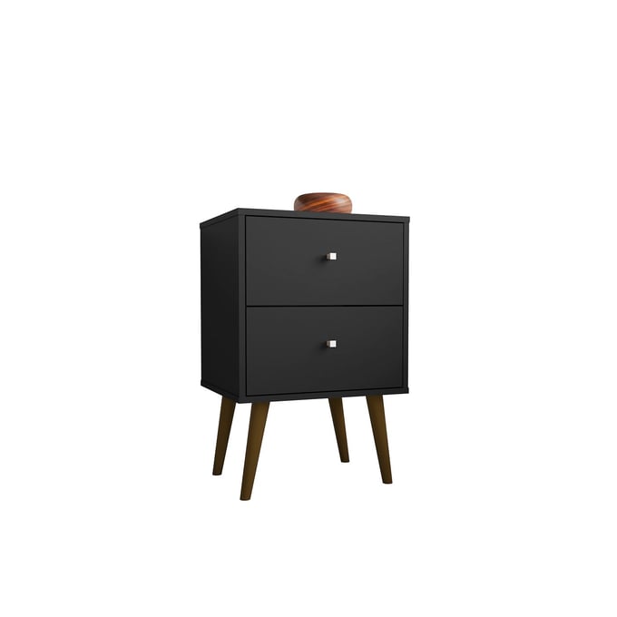 Manhattan Comfort Liberty Black 2 Drawers Night Stand 2.0 MHC-204AMC8