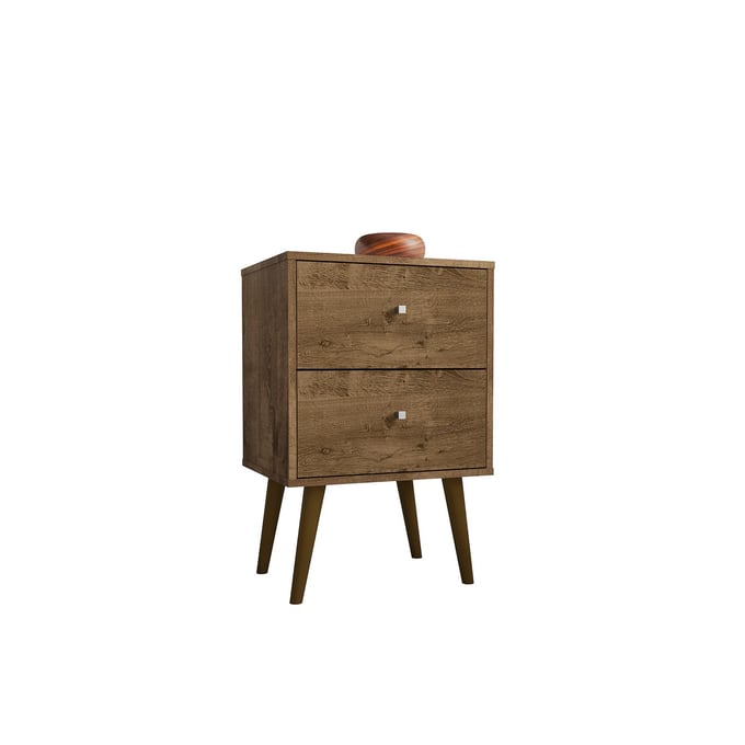 Manhattan Comfort Liberty Rustic Brown 2 Drawers Night Stand 2.0 MHC-204AMC9