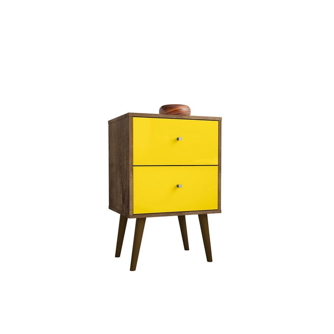 Manhattan Comfort Liberty Rustic Brown Yellow Night Stand 2.0 MHC-204AMC94