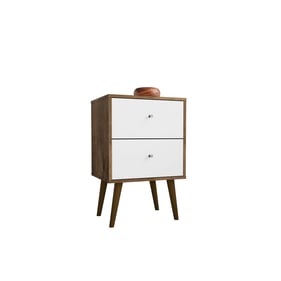 Manhattan Comfort Liberty Rustic Brown White Night Stand 2.0