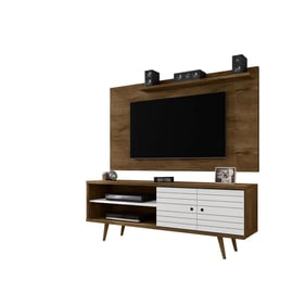 Manhattan Comfort Liberty Rustic Brown White 2pc 62.99 Inch TV Stand and Pa...