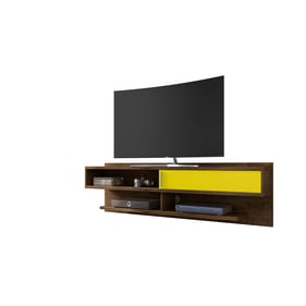 Manhattan Comfort Astor Brown Yellow 70.86 Inch Floating Entertainment Cent...