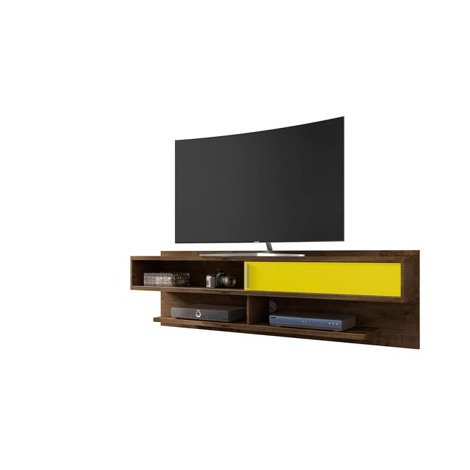 Manhattan Comfort Astor Brown Yellow 70.86 Inch Floating Entertainment Center 1.0 MHC-222BMC94