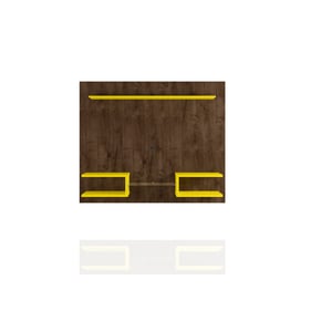 Manhattan Comfort Plaza Rustic Brown Yellow 64.25 Inch Floating Wall Entert...