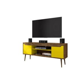 Manhattan Comfort Bradley Rustic Brown Yellow 62.99 Inch TV Stand