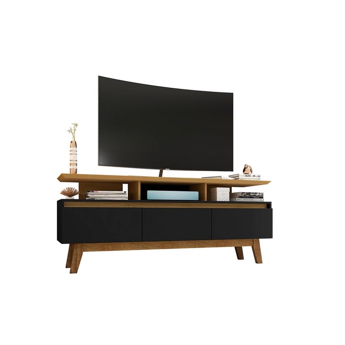 Manhattan Comfort Yonkers Black Cinnamon 62.99 Inch TV Stand MHC-233BMC82