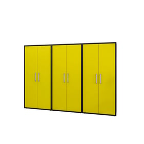 3 Manhattan Comfort Eiffel Matte Black Yellow Storage Cabinets