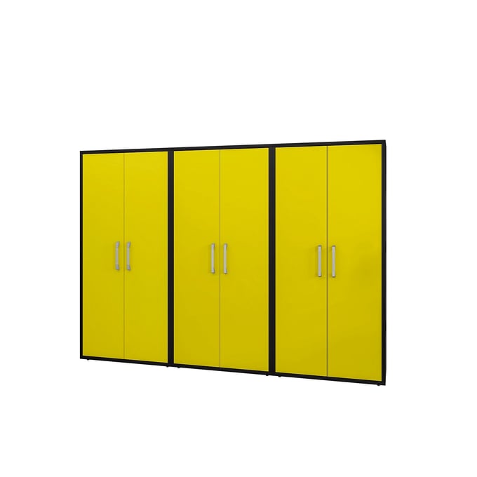 3 Manhattan Comfort Eiffel Matte Black Yellow Storage Cabinets MHC-3-250BMC84