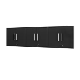 3 Manhattan Comfort Eiffel Matte Black Floating Garage Cabinets