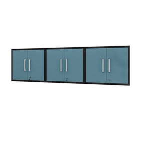 3 Manhattan Comfort Eiffel Matte Black Aqua Blue Floating Garage Cabinets