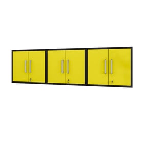 3 Manhattan Comfort Eiffel Matte Black Yellow Floating Garage Cabinets