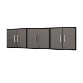 3 Manhattan Comfort Eiffel Matte Black Grey Floating Garage Cabinets