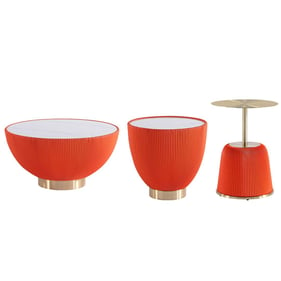 Manhattan Comfort Anderson Orange 3pc Coffee and End Table Set