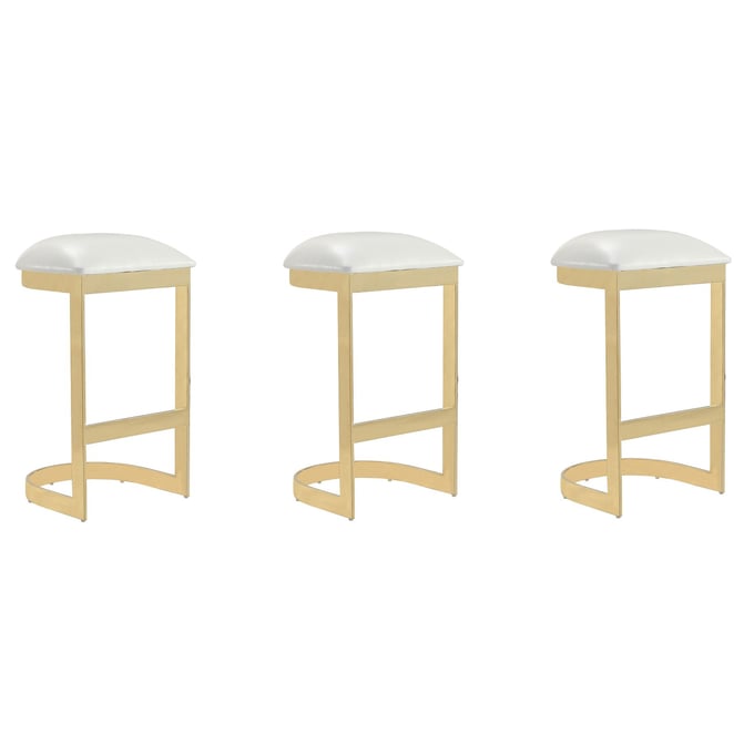 3 Manhattan Comfort Aura White 28.54 Inch Bar Stools MHC-3-BS006-WH