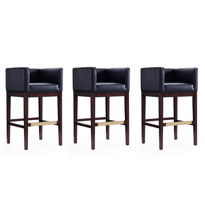 3 Manhattan Comfort Kingsley Black 38 Inch Bar Stools MHC-3-BS012-BK