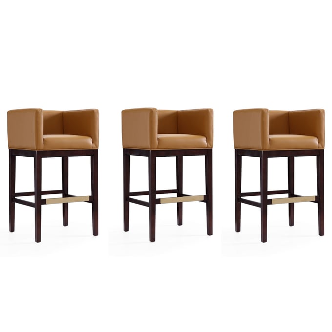 3 Manhattan Comfort Kingsley Camel 38 Inch Bar Stools MHC-3-BS012-CL