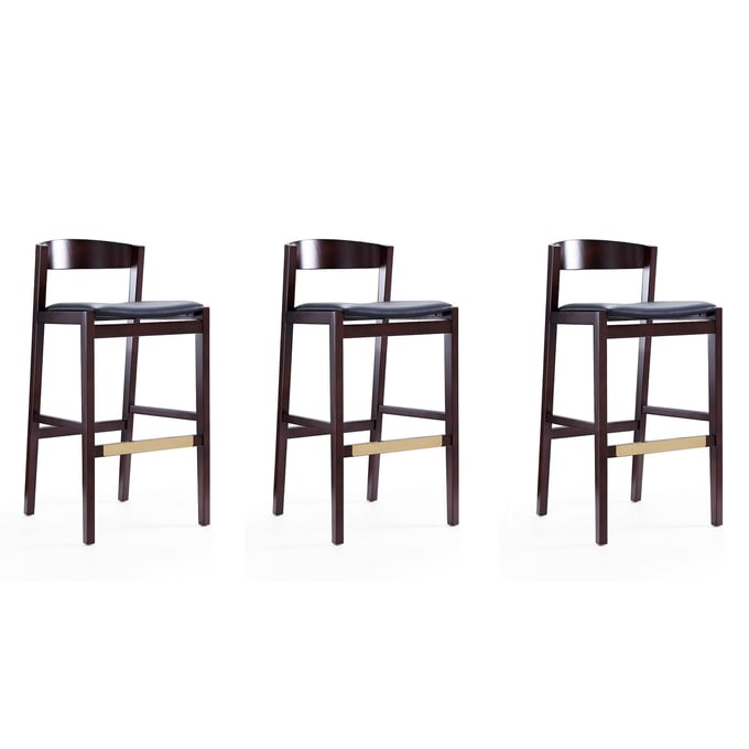 3 Manhattan Comfort Klismos Black 40.75 Inch Bar Stools MHC-3-BS014-BK