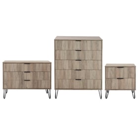 Manhattan Comfort DUMBO Rustic Grey Modern 3pc Dresser Set and Nightstand 2...