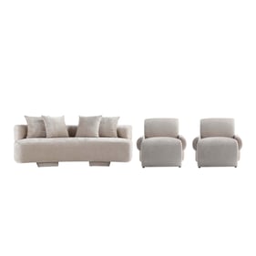 Manhattan Comfort Verandah Beige 3pc Sofa and 2 Accent Chairs