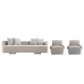 Manhattan Comfort Verandah Beige 3pc 112 Inch Sofa and 2 Accent Chairs