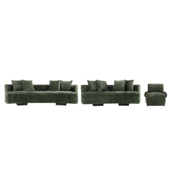 Manhattan Comfort Verandah Olive Green 3pc Living Room Set MHC-3-SFLSAC17-OG