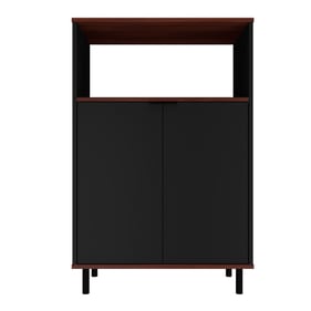 Manhattan Comfort Mosholu Black Nut Brown Accent Cabinet