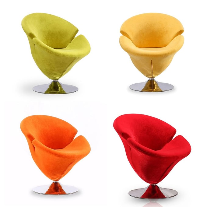 Manhattan Comfort Tulip Orange Yellow Green Red 4pc Swivel Accent Chair Set MHC-4-AC029