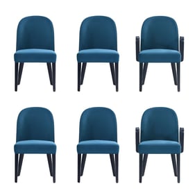 6 Manhattan Comfort Hillman Blue Dining Side and Arm Chairs