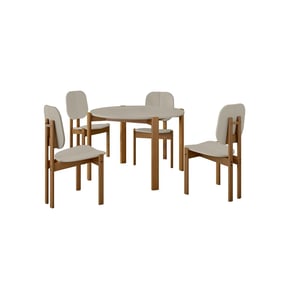 Manhattan Comfort Gales Greige Round 5pc Dining Room Set