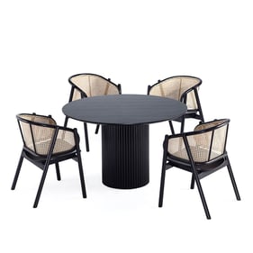 Manhattan Comfort Hathaway and Versailles Black 5pc Solid Wood Dining Set