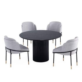 Manhattan Comfort Hathaway and Flor Black and Grey 5pc Dining Set