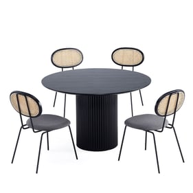 Manhattan Comfort Hathaway and Jardin Black and Grey 5pc Dining Set