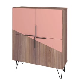 Manhattan Comfort Beekman Brown Pink 43.7 Inch 4 Shelves Low Cabinet