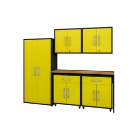 Manhattan Comfort Eiffel Matte Black Yellow 6pc Garage Storage Set