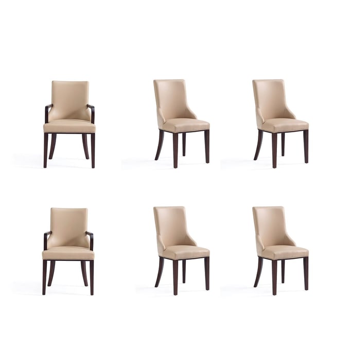 Manhattan Comfort Shubert Tan 6pc Dining Chair Set MHC-6-DC055AR-TN