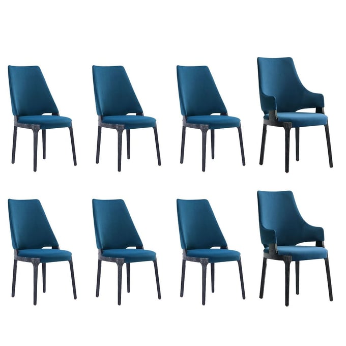 8 Manhattan Comfort Kara Blue Dining Side and Arm Chairs MHC-6-DC057-BL