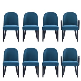 8 Manhattan Comfort Hillman Blue Dining Side and Arm Chairs