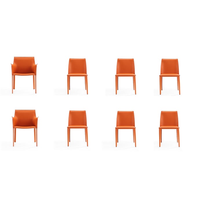 Manhattan Comfort Paris Coral 8pc Dining Chair Set MHC-6-DC3432-CO