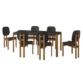 Manhattan Comfort Gales Matte Black 7pc Dining Room Set