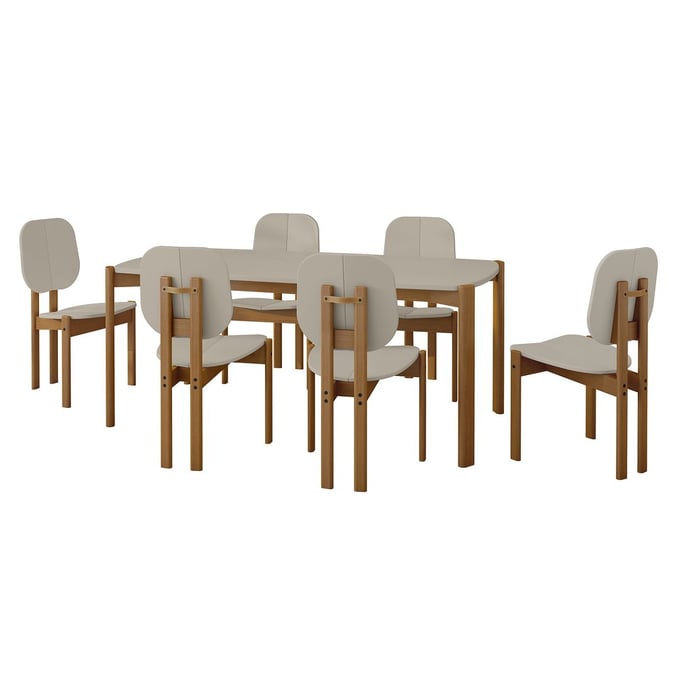 Manhattan Comfort Gales Greige 7pc Dining Room Set MHC-6-DT-79620-OW