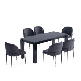 Manhattan Comfort Rockaway and Flor Black 7pc Dining Set