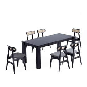 Manhattan Comfort Rockaway and Colbert Black and Grey 7pc Dining Set