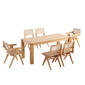 Manhattan Comfort Rockaway and Hamlet Nature 7pc Dining Set