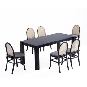 Manhattan Comfort Rockaway and Paragon 1.0 Black and Grey 7pc Dining Set