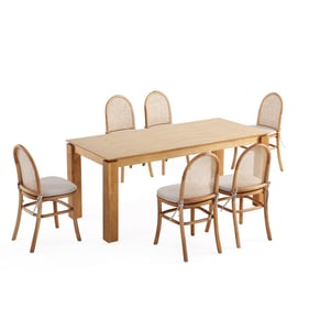 Manhattan Comfort Rockaway and Paragon 1.0 Nature and Oatmeal 7pc Dining Se...